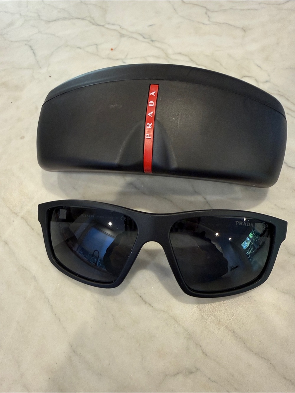 Prada Matte Black Men's Sunglasses with Dark polarized Lenses